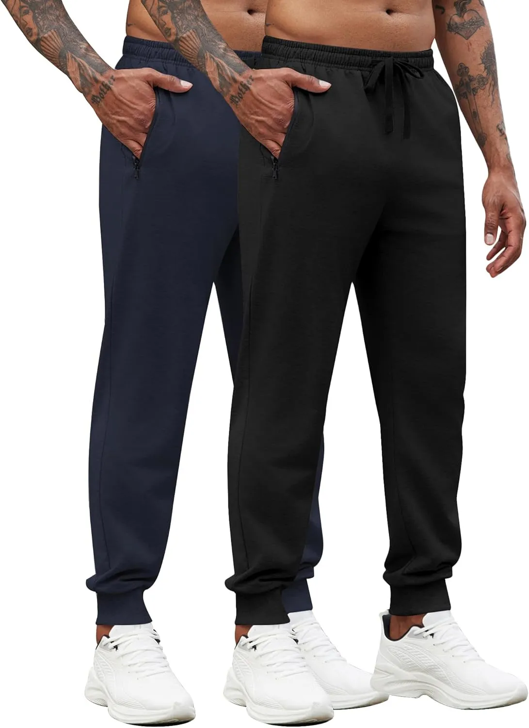 COOFANDY Men's Joggers Drawstring Jogger Sweatpants with Zipper Pockets Lightweight Slim Fit Athletic Track Pants