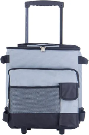Cooler with Wheels and Pull 43L Large Cooler Waterproof Low Noise Rolling Foldable Multi-Pocket Zipper Closure Insulated for Outdoor