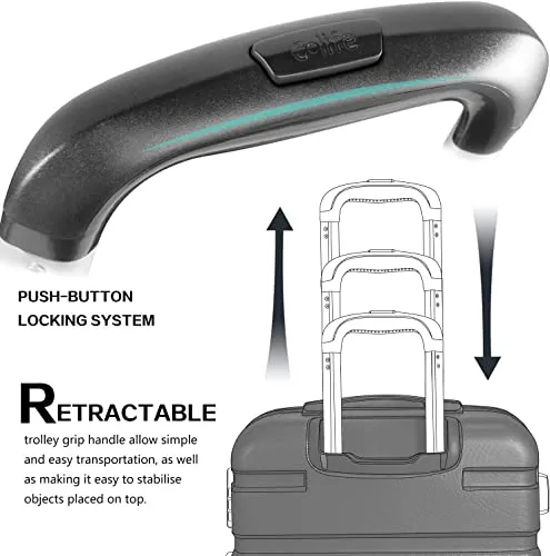 COOLIFE Suitcase Trolley Carry On Hand Cabin Luggage Hard Shell Travel Bag Lightweight with TSA Lock and 2 Year Warranty Durable 4 Spinner Wheels (Black/Brown, 3 Pcs Set)
