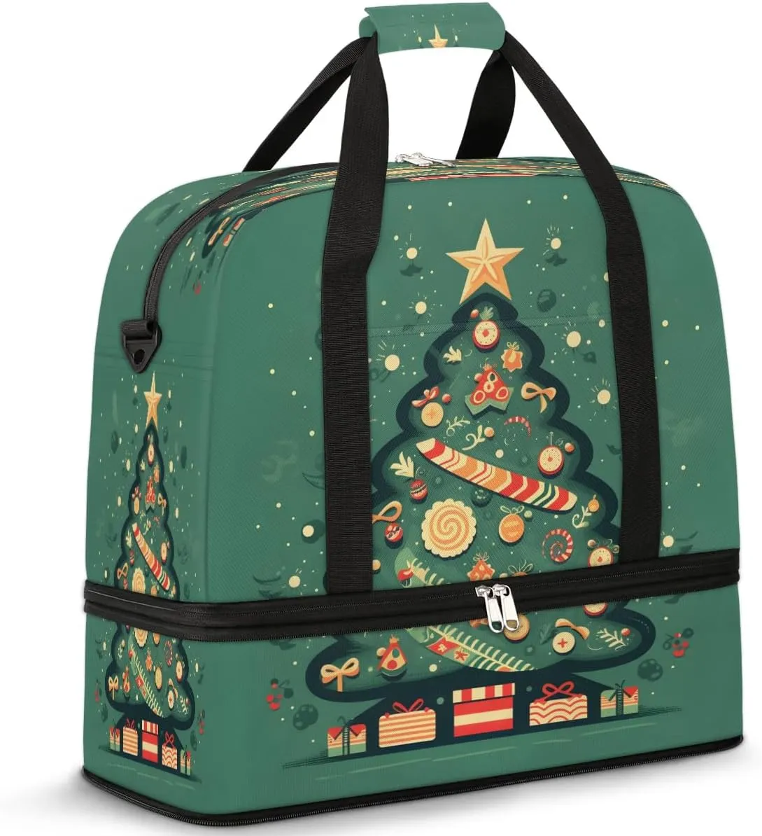 Cosmic Christmas Travel Duffel Bag, Travel Essentials, Gym Bag for Women, Weekender Overnight Bag With Shoes Compartment, Carry On Bags for Airplanes
