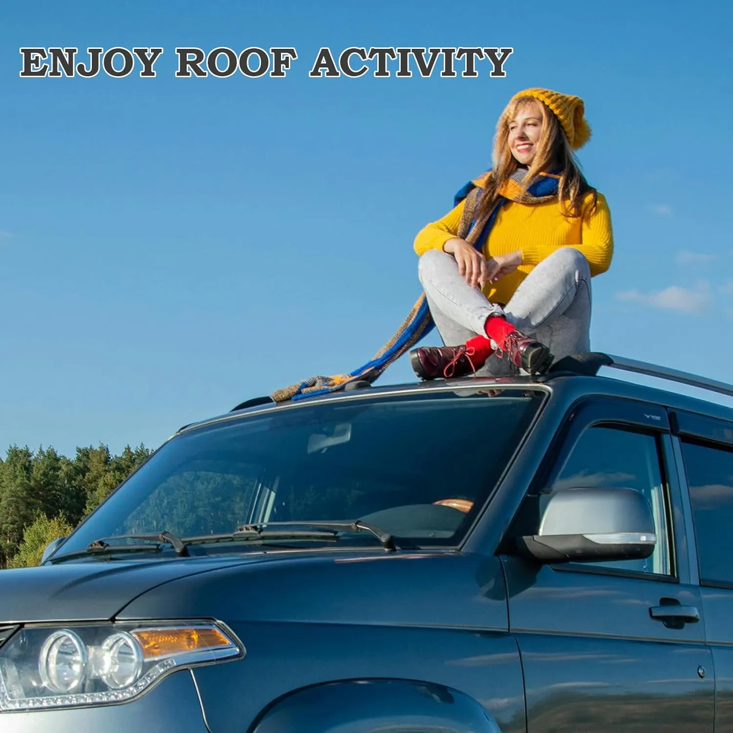 COWVIE Foldable Car Door Step Stand Pedal - Access to Vehicle's Top Roof Both Feet Stand Pedal Ladder for Most SUV Truck Dark Green