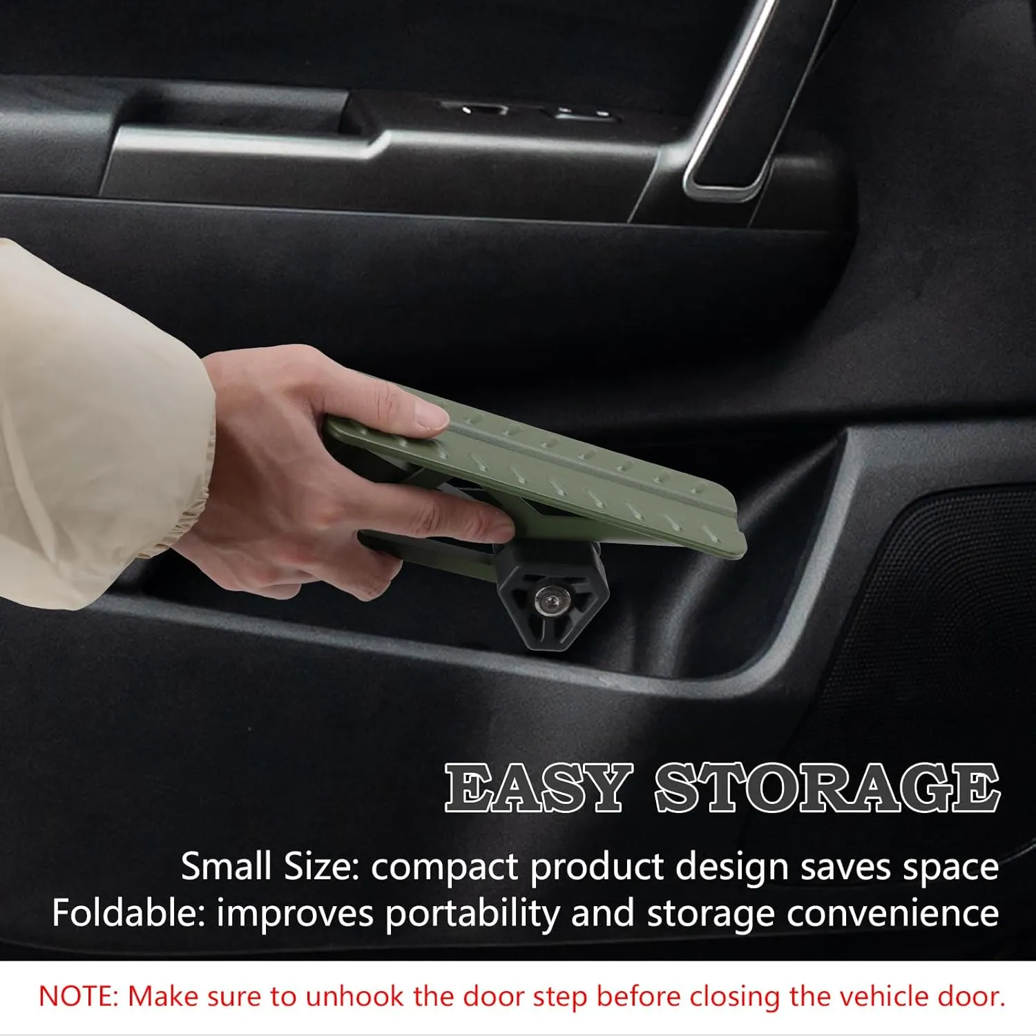 COWVIE Foldable Car Door Step Stand Pedal - Access to Vehicle's Top Roof Both Feet Stand Pedal Ladder for Most SUV Truck Dark Green