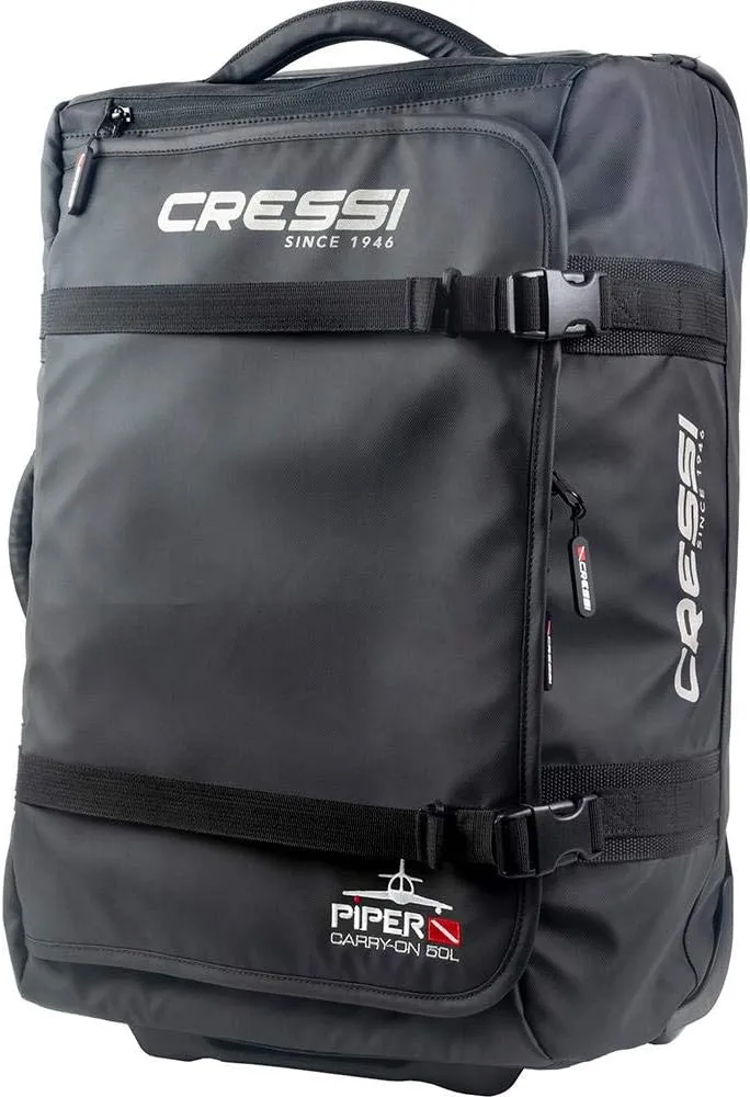 Cressi Carry-on Wheeled Bag, High-Capacity, Telescoping Handle, Heavy-Duty Structure – Piper, Black