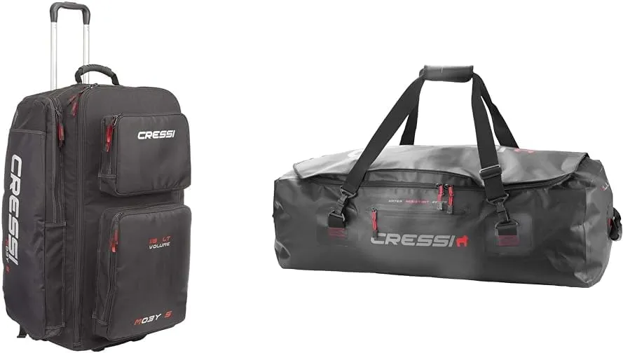 Cressi Moby 5, Black/Red & Waterproof Bag for Scuba Freediving Equipment - 135 Liters Capacity | Gorilla PRO XL Quality