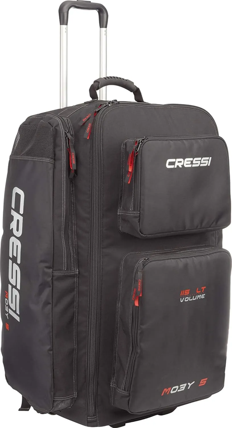 Cressi Strong Large Capacity Roller Luggage Bag 115L with Backpack Straps - Moby 5 designed in Italy