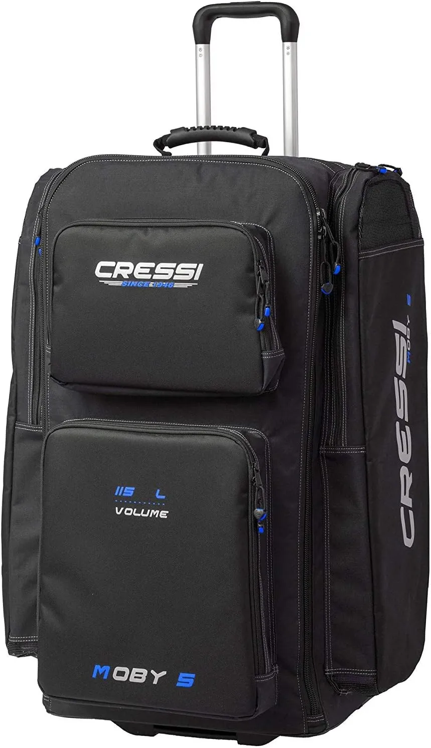 Cressi Strong Large Capacity Roller Luggage Bag 115L with Backpack Straps - Moby 5 designed in Italy