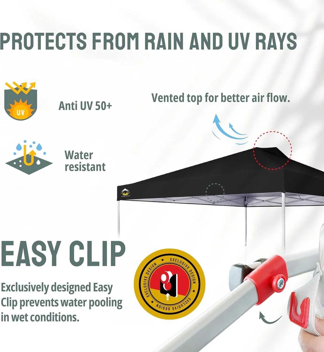 CROWN SHADES 12x12 Pop Up Canopy Outside Canopy, Patented One Push Tent Canopy with Wheeled Carry Bag, Bonus 8 Stakes and 4 Ropes, Black