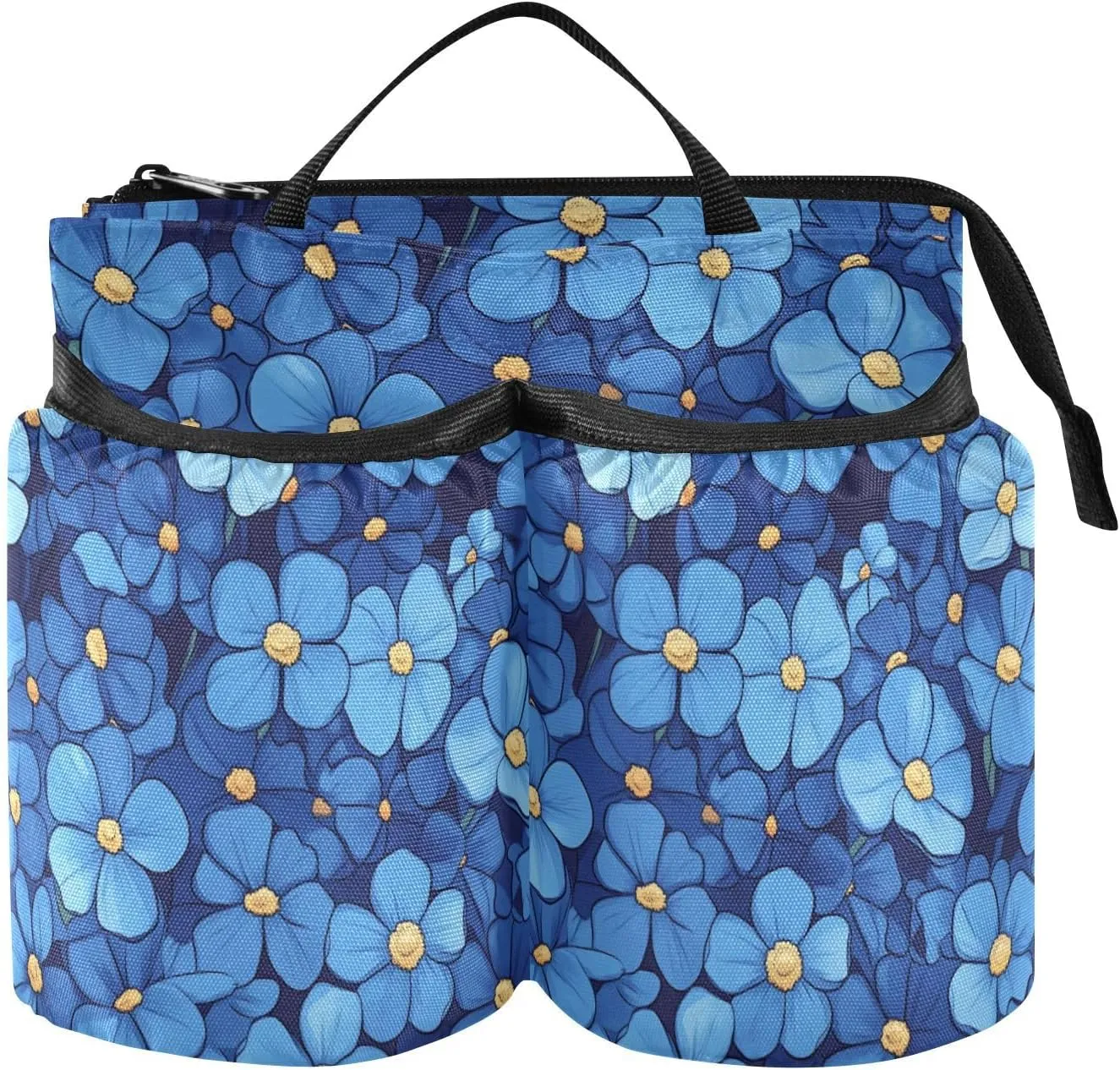 Cup Holder Bag Convenient Beauty Spring Flowers Alaska Forget-me-not Water Bottle Carrier Hold Two Coffee Mugs for Travelers Flight Attendants mochila para rog ally