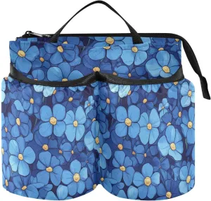 Cup Holder Bag Convenient Beauty Spring Flowers Alaska Forget-me-not Water Bottle Carrier Hold Two Coffee Mugs for Travelers Flight Attendants mochila para rog ally