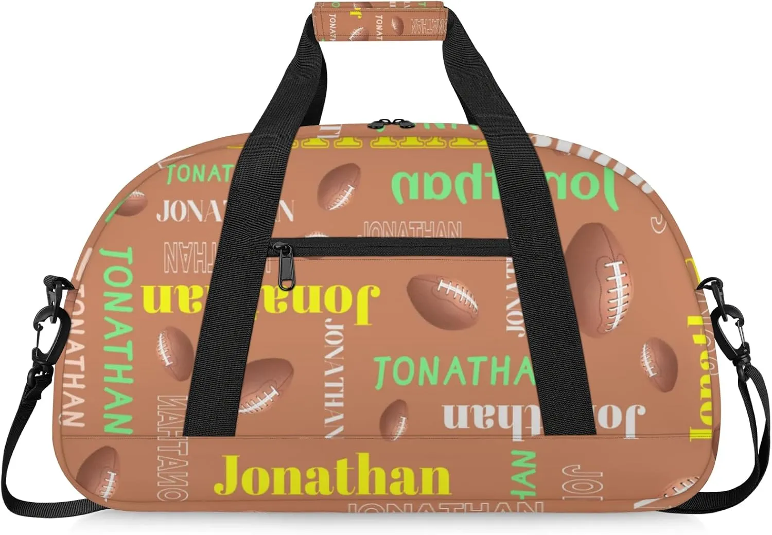 Custom-Personalize-Kids-Duffel-Bags with Name Text Carry-On Overnight Travel Gym Lightweight Dance Sports Bags For Girls Boys Kids American Football