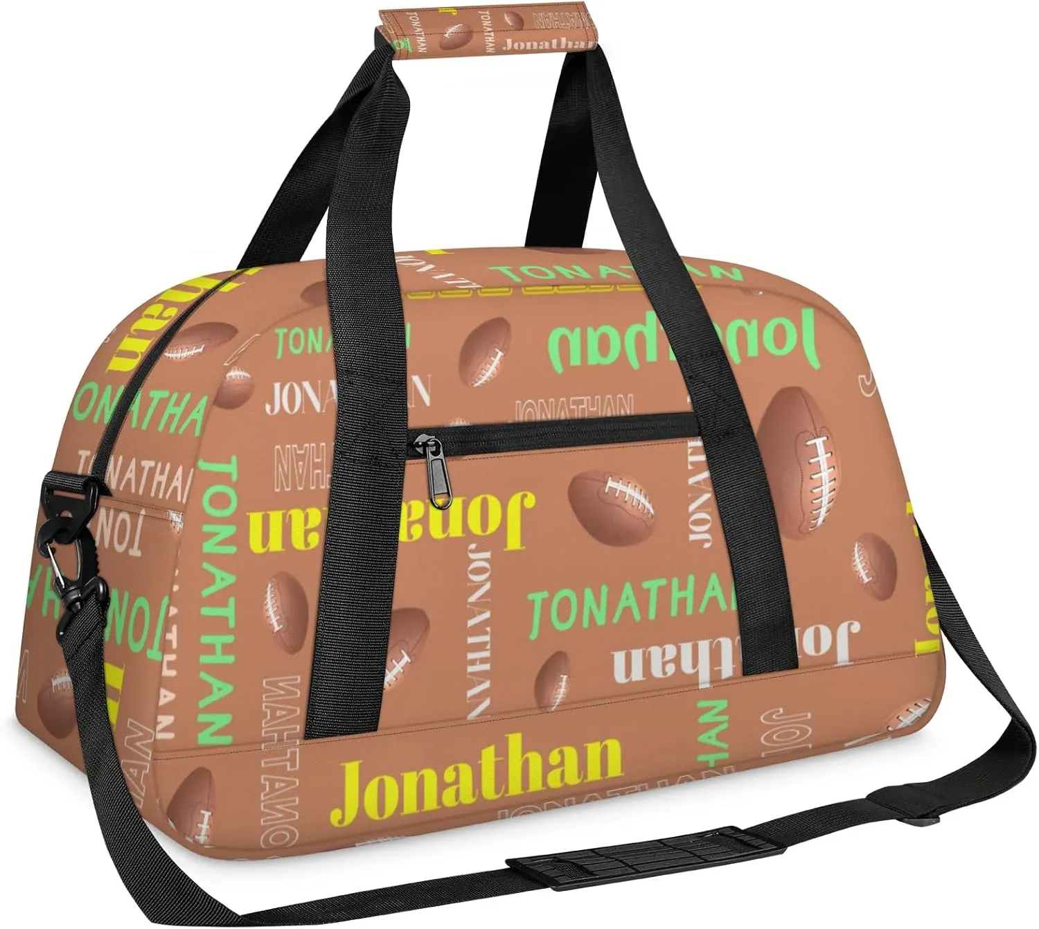 Custom-Personalize-Kids-Duffel-Bags with Name Text Carry-On Overnight Travel Gym Lightweight Dance Sports Bags For Girls Boys Kids American Football