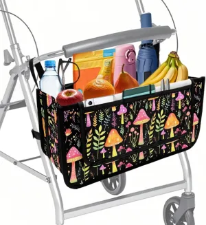 Cute Mushroom Bag for Walker Foldable Walker Storage Bag Hand-Free Carry Storage Bag for Universal Walkers Wheelchair Basket Pouch for Elderly