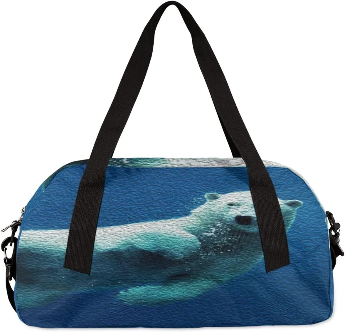 Cute Polar Bear Kids Duffel Bag for Girls Boys Teens, Polar Bear Oil Painting Dance Bag Overnight Small Duffel Bag Carry On Weekend Sports Gym Travel Bag for School Practice Gymnastics Ballet