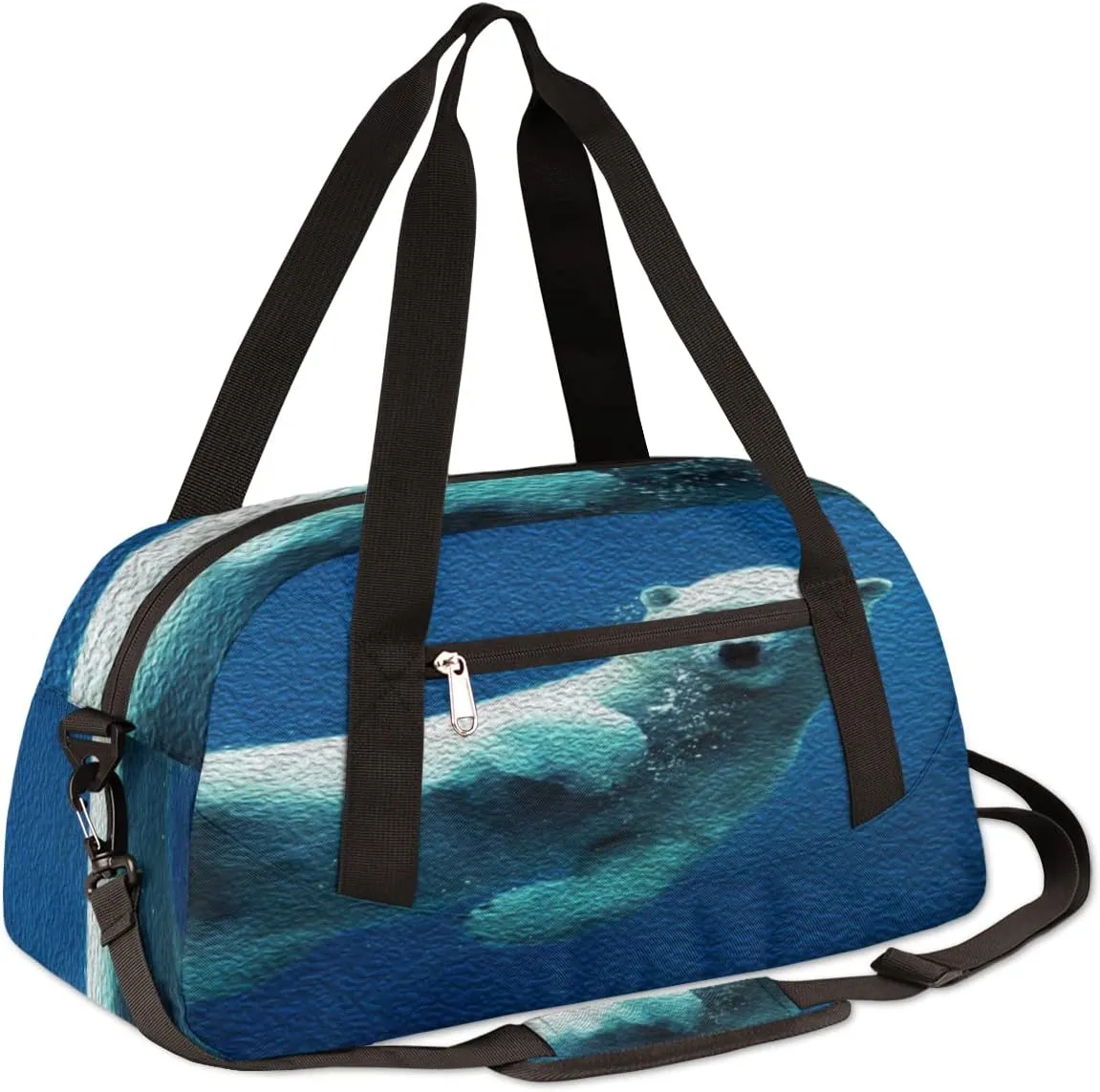 Cute Polar Bear Kids Duffel Bag for Girls Boys Teens, Polar Bear Oil Painting Dance Bag Overnight Small Duffel Bag Carry On Weekend Sports Gym Travel Bag for School Practice Gymnastics Ballet