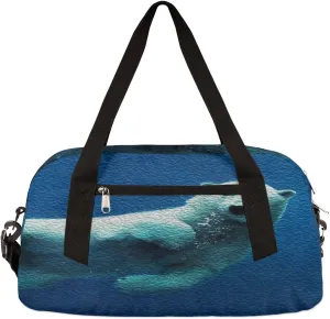 Cute Polar Bear Kids Duffel Bag for Girls Boys Teens, Polar Bear Oil Painting Dance Bag Overnight Small Duffel Bag Carry On Weekend Sports Gym Travel Bag for School Practice Gymnastics Ballet
