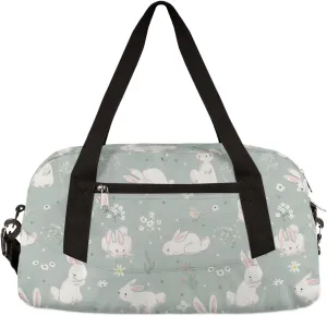 Cute Rabbit Animal Kids Duffle Bag for Boys Girls Dance Bag,Easter Bunny Daisy Sport Gym Bags Overnight Travel Bags Teen Kids Weekender Bag for School Practice Gymnastic Ballet