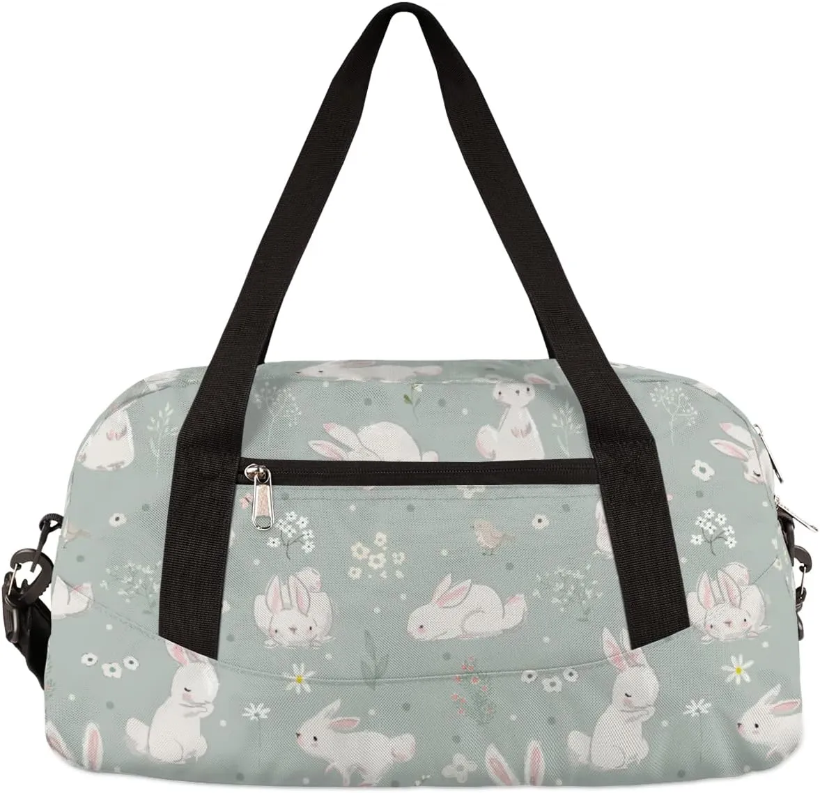 Cute Rabbit Animal Kids Duffle Bag for Boys Girls Dance Bag,Easter Bunny Daisy Sport Gym Bags Overnight Travel Bags Teen Kids Weekender Bag for School Practice Gymnastic Ballet