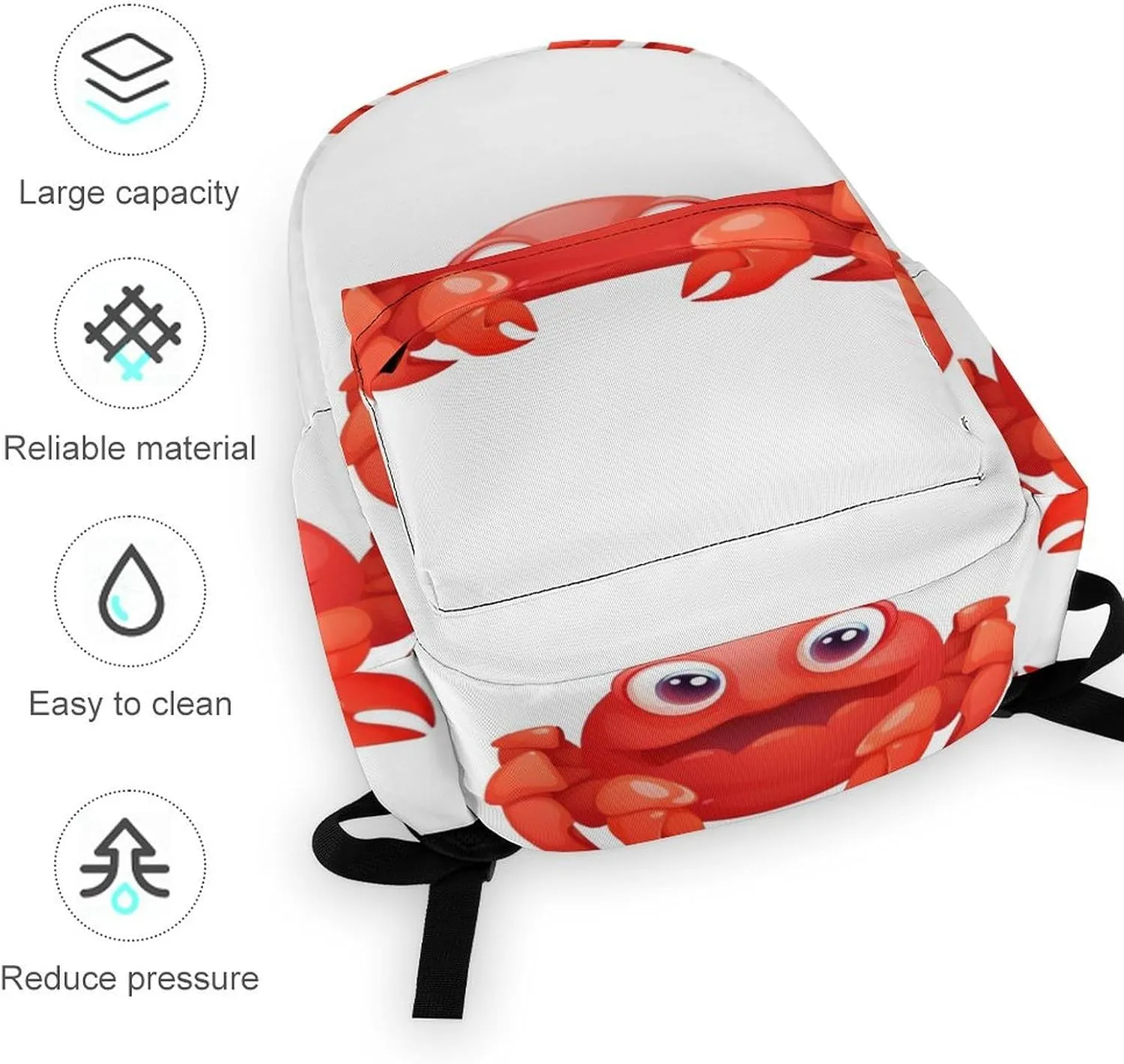Cute Red Crab Print Laptop Backpacks Casual Shoulder Bag Travel Daypack Fashion for Men Women, 42x30x15cm, Style-6