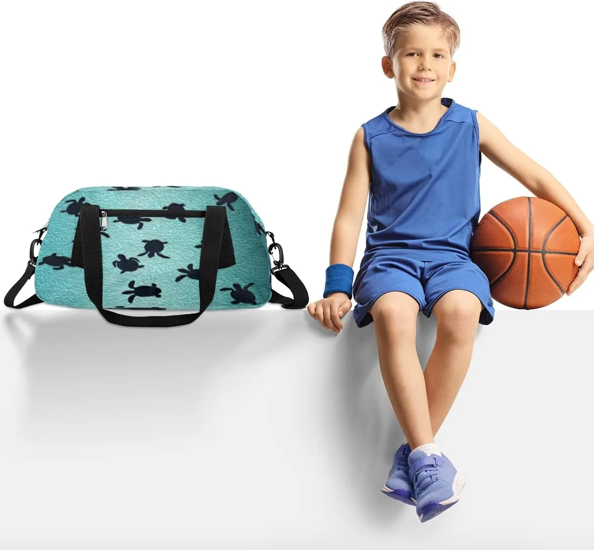 Cute Sea Turtle Kids Duffel Bag for Girls Boys Teens, Sea Turtle Oil Painting Dance Bag Overnight Small Duffel Bag Carry On Weekend Sports Gym Travel Bag for School Practice Gymnastics Ballet