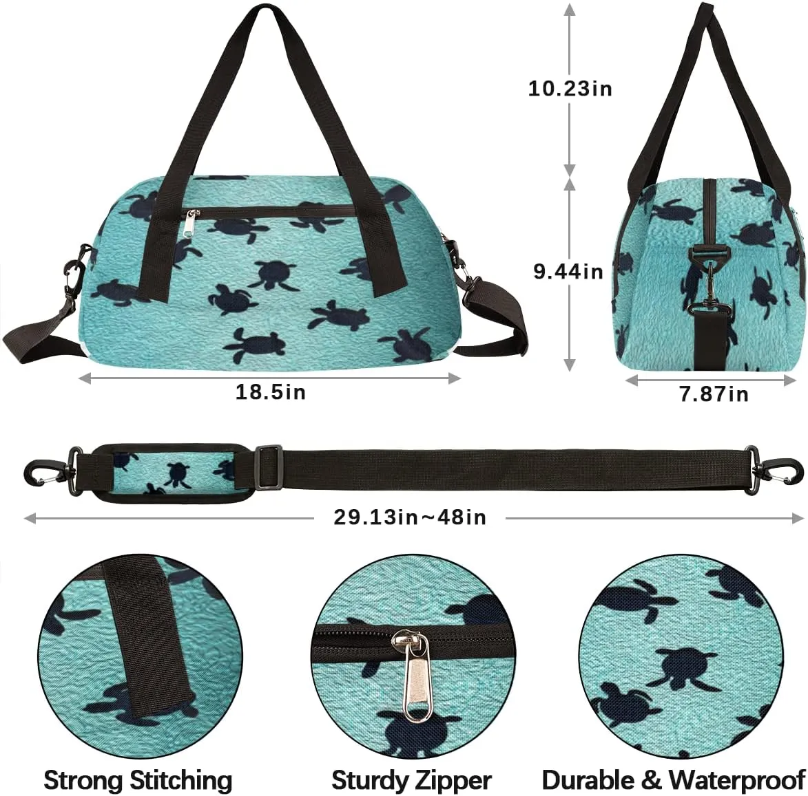 Cute Sea Turtle Kids Duffel Bag for Girls Boys Teens, Sea Turtle Oil Painting Dance Bag Overnight Small Duffel Bag Carry On Weekend Sports Gym Travel Bag for School Practice Gymnastics Ballet