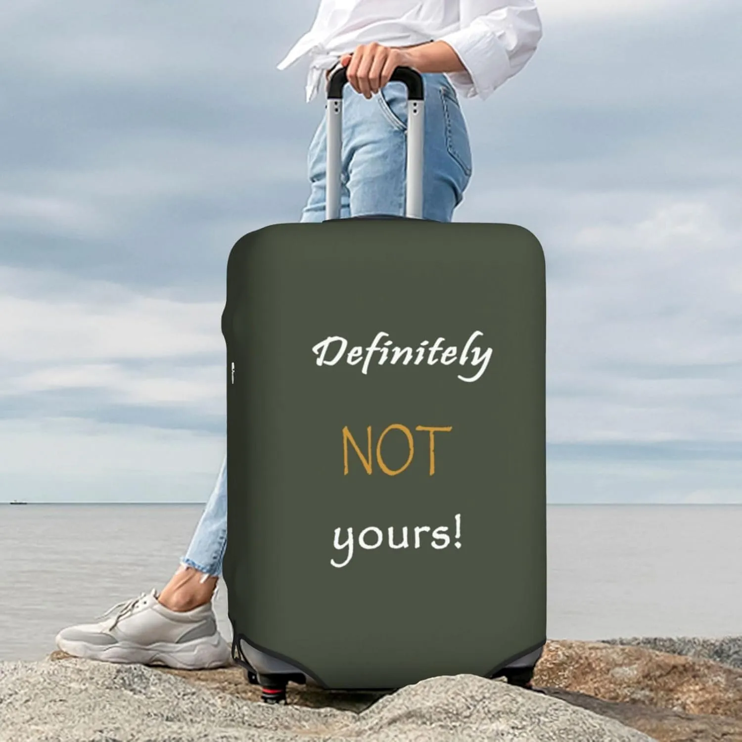 Definitely Not Yours Travel Luggage Cover Fits 18-32 Inch Luggage, Elastic Suitcase Cover Protector with Concealed Zipper for Wheeled Suitcase Tsa Approved