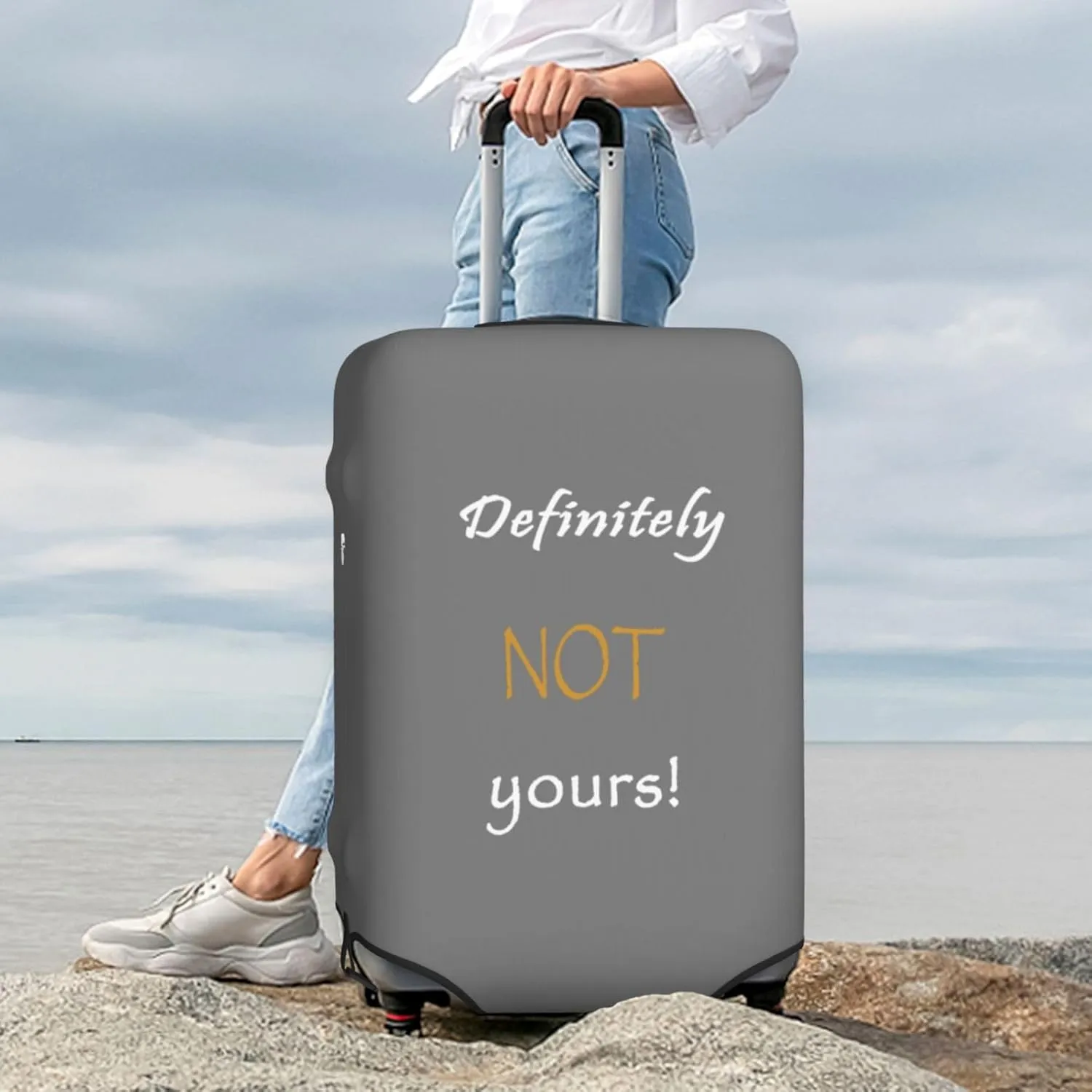 Definitely Not Yours Travel Luggage Cover Fits 18-32 Inch Luggage, Elastic Suitcase Cover Protector with Concealed Zipper for Wheeled Suitcase Tsa Approved