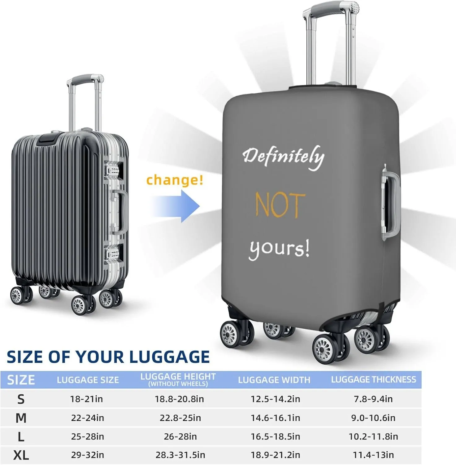 Definitely Not Yours Travel Luggage Cover Fits 18-32 Inch Luggage, Elastic Suitcase Cover Protector with Concealed Zipper for Wheeled Suitcase Tsa Approved