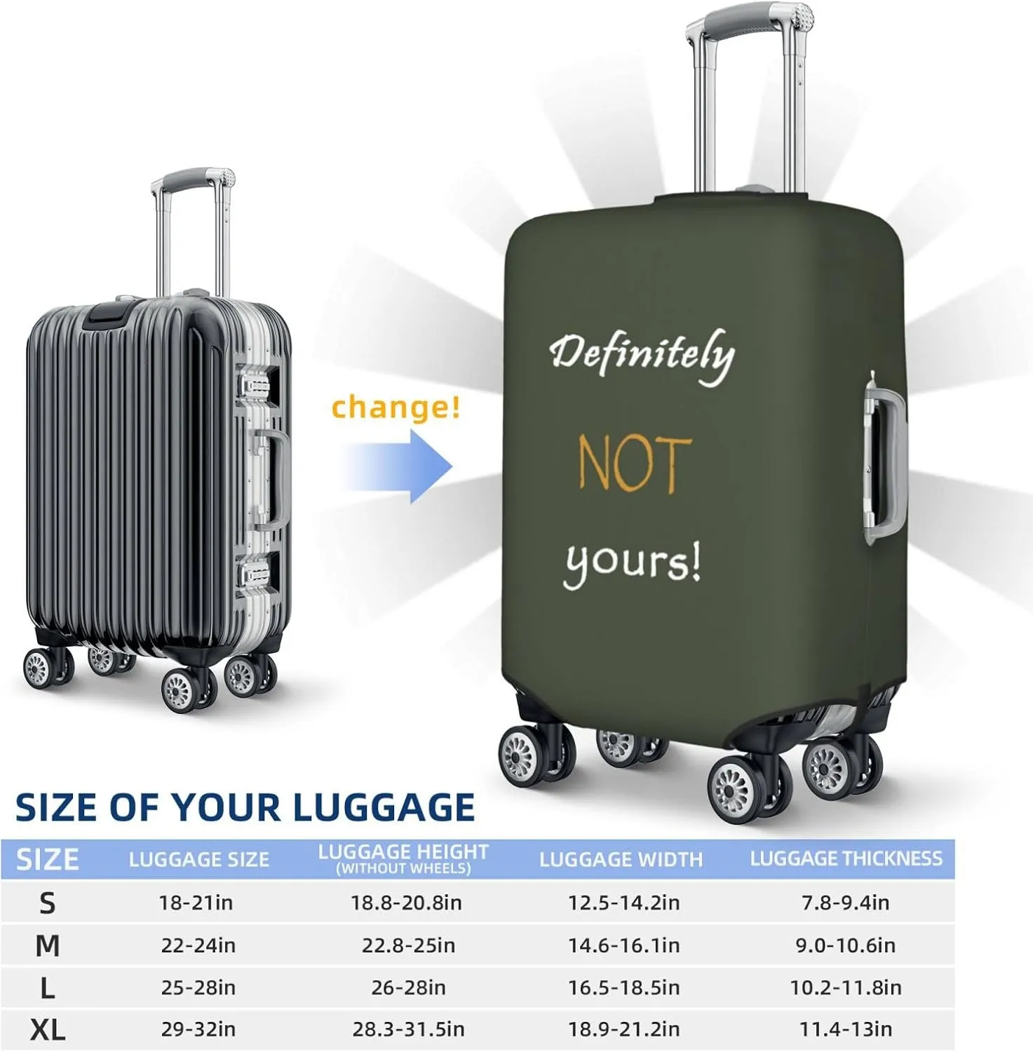 Definitely Not Yours Travel Luggage Cover Fits 18-32 Inch Luggage, Elastic Suitcase Cover Protector with Concealed Zipper for Wheeled Suitcase Tsa Approved