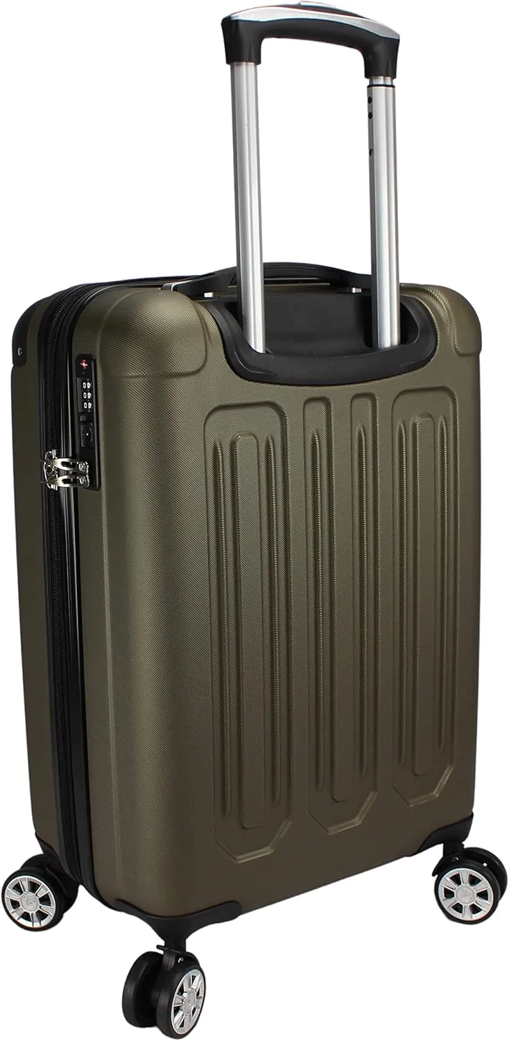 Dejuno Tutin Hardside Spinner Luggage TSA Lock, Olive, 3-Piece Set