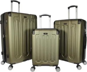 Dejuno Tutin Hardside Spinner Luggage TSA Lock, Olive, 3-Piece Set