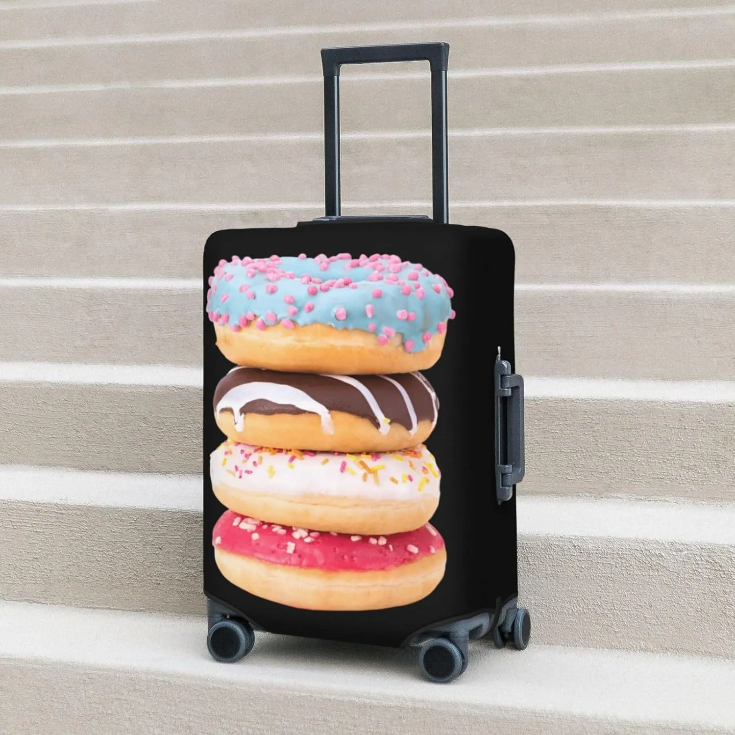 Delicious Colorful Donuts Travel Luggage Cover Fits 18-32 Inch Luggage, Stretch Suitcase Cover Protector with Concealed Zipper for Wheeled Suitcase Tsa Approved