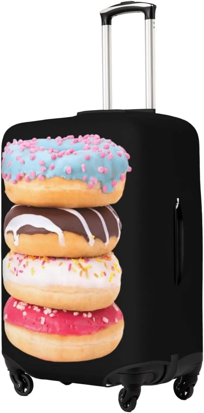 Delicious Colorful Donuts Travel Luggage Cover Fits 18-32 Inch Luggage, Stretch Suitcase Cover Protector with Concealed Zipper for Wheeled Suitcase Tsa Approved