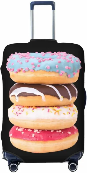 Delicious Colorful Donuts Travel Luggage Cover Fits 18-32 Inch Luggage, Stretch Suitcase Cover Protector with Concealed Zipper for Wheeled Suitcase Tsa Approved