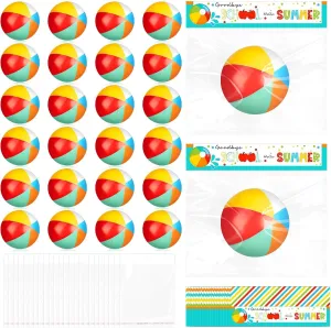 Denylo pro 24 Sets End of School Year Gifts Mini Beach Stress Blue Balls Graduation Bulk Gifts with School Summer Cards Mini Stapler Plastic Bags for Graduation Party Favors Summer Water Games
