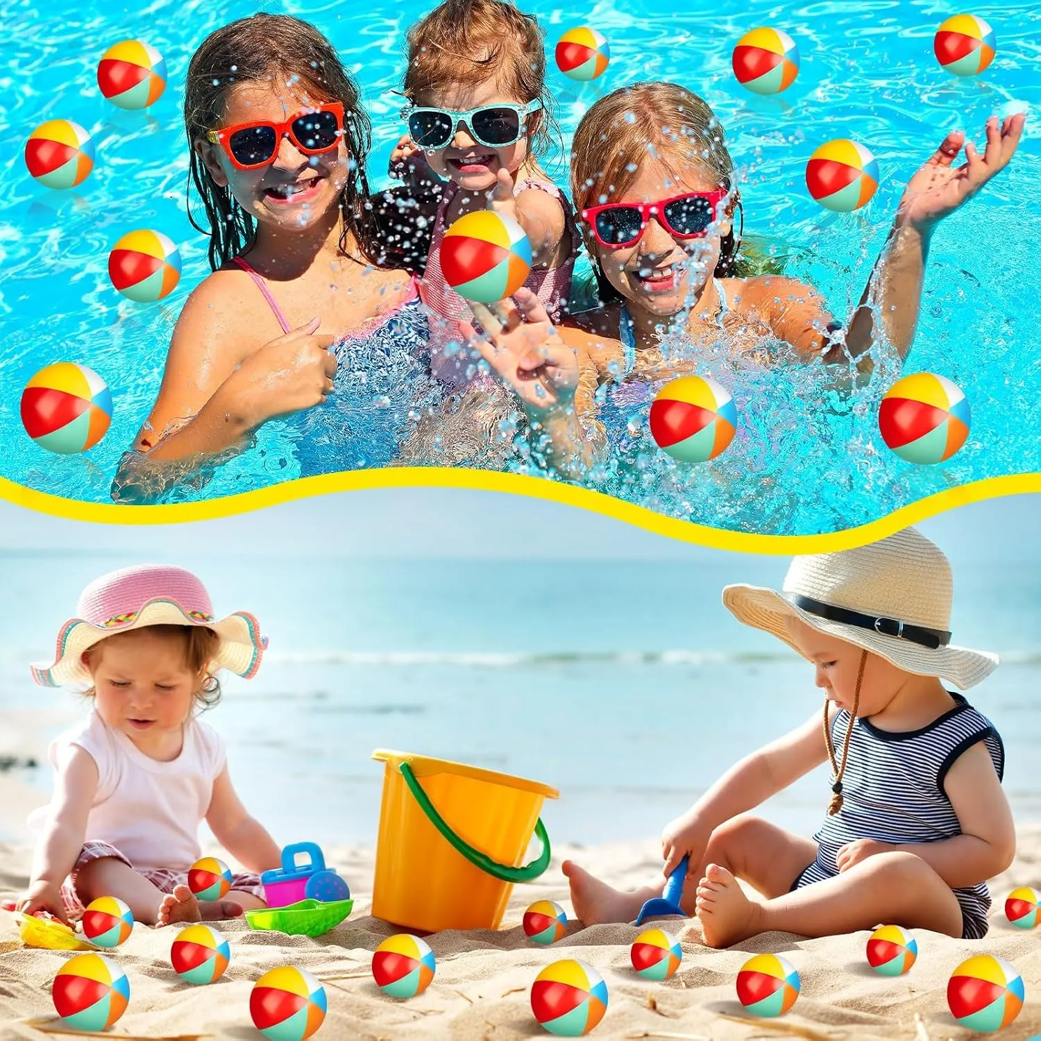 Denylo pro 24 Sets End of School Year Gifts Mini Beach Stress Blue Balls Graduation Bulk Gifts with School Summer Cards Mini Stapler Plastic Bags for Graduation Party Favors Summer Water Games