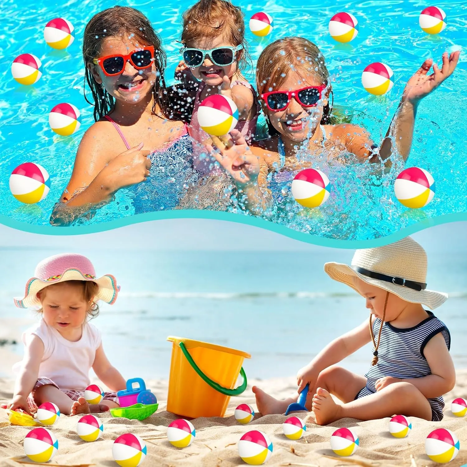 Denylo pro 24 Sets End of School Year Gifts Mini Beach Stress Pink Balls Graduation Bulk Gifts with School Summer Cards Mini Stapler Plastic Bags for Graduation Party Favors Summer Water Games