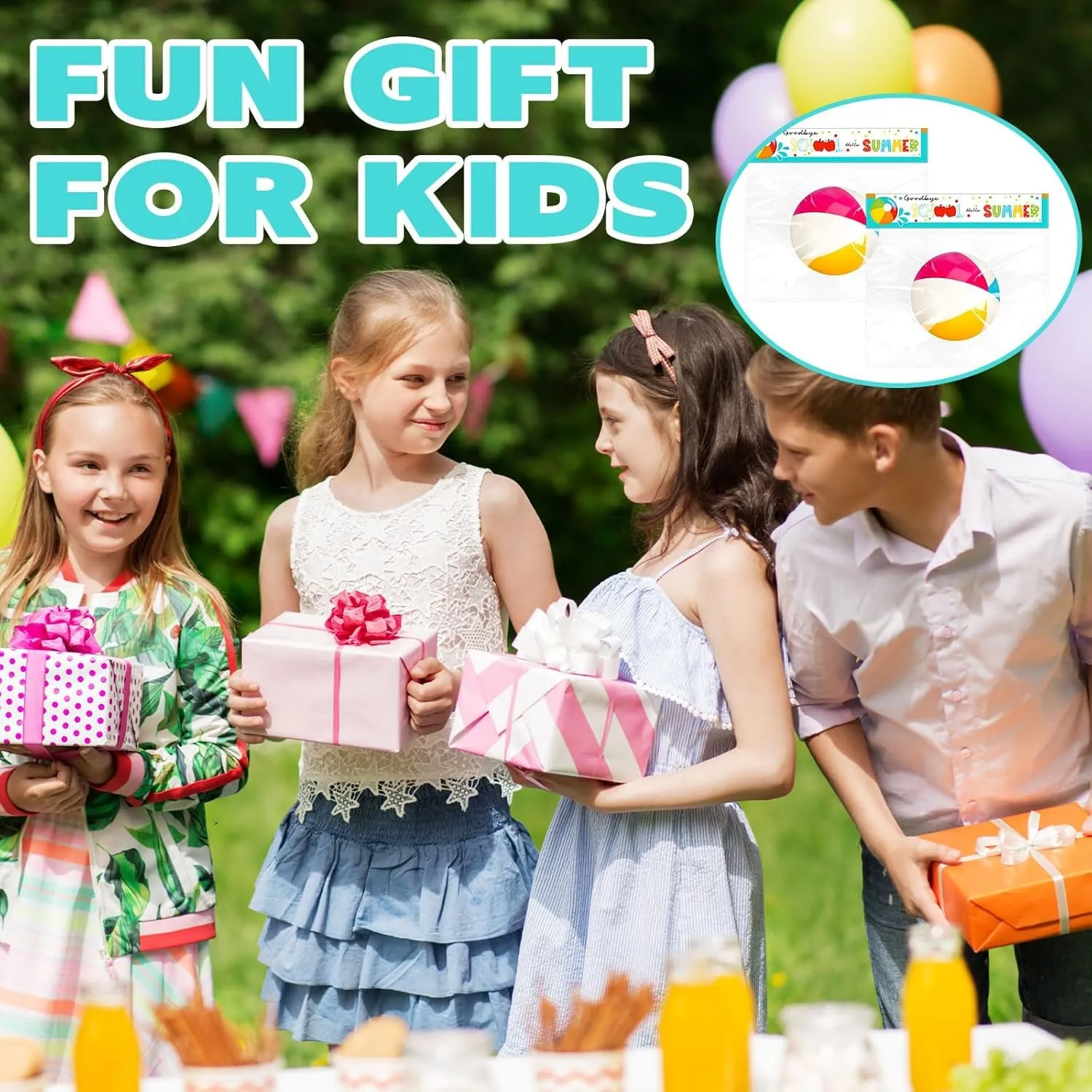Denylo pro 24 Sets End of School Year Gifts Mini Beach Stress Pink Balls Graduation Bulk Gifts with School Summer Cards Mini Stapler Plastic Bags for Graduation Party Favors Summer Water Games