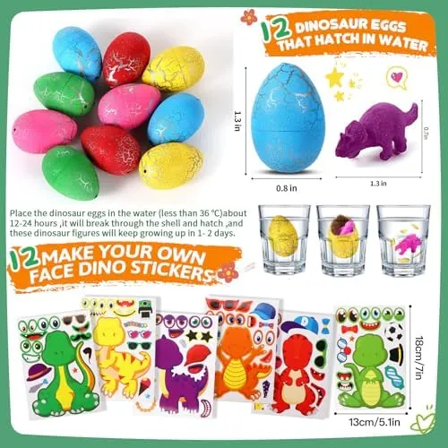 Dinosaur Party Favors For 12 Kids, Dinosaur Birthday Party Supplies, Dinosaur Goodie Bags for Boys Girls Birthday, Dinosaur Gifts Bags Fillers Pinata Stuffers, Dinosaur Themed Party Toys