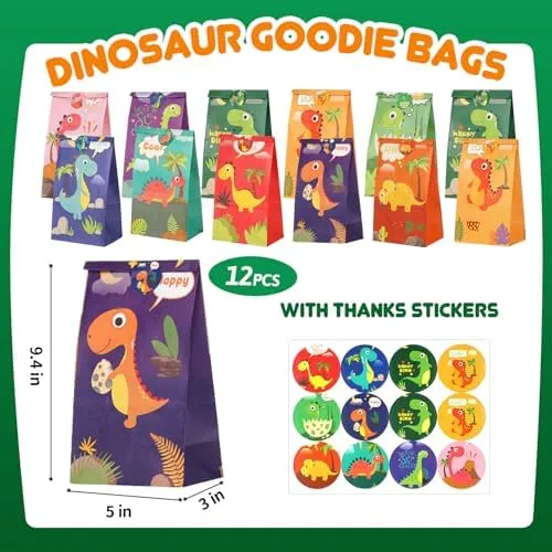 Dinosaur Party Favors For 12 Kids, Dinosaur Birthday Party Supplies, Dinosaur Goodie Bags for Boys Girls Birthday, Dinosaur Gifts Bags Fillers Pinata Stuffers, Dinosaur Themed Party Toys