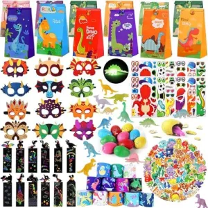 Dinosaur Party Favors For 12 Kids, Dinosaur Birthday Party Supplies, Dinosaur Goodie Bags for Boys Girls Birthday, Dinosaur Gifts Bags Fillers Pinata Stuffers, Dinosaur Themed Party Toys