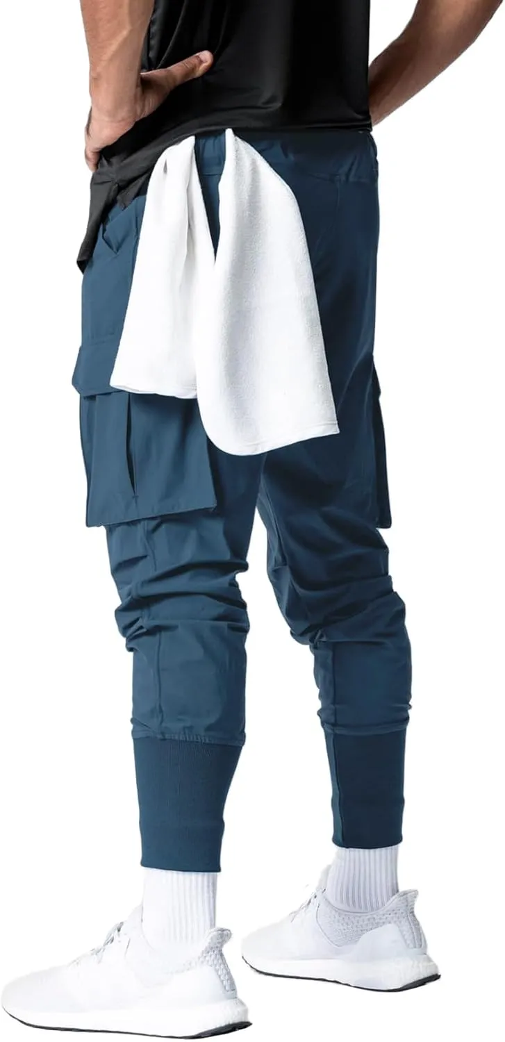 DIOTSR Mens Lightweight Joggers Pants, Cargo Athletic Sweatpants for Men, Slim Workout Pants with Pockets