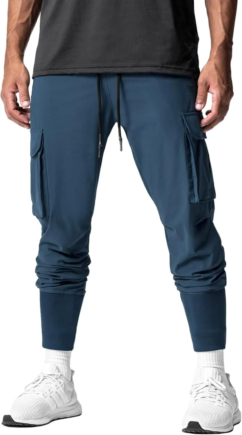 DIOTSR Mens Lightweight Joggers Pants, Cargo Athletic Sweatpants for Men, Slim Workout Pants with Pockets