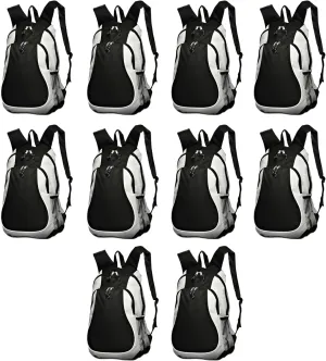 DISCOUNT PROMOS Large Sports Backpacks Set of 10, Bulk Pack - Bring Everywhere You Go, Perfect for Travellers and Great for Everyday Use - Grey
