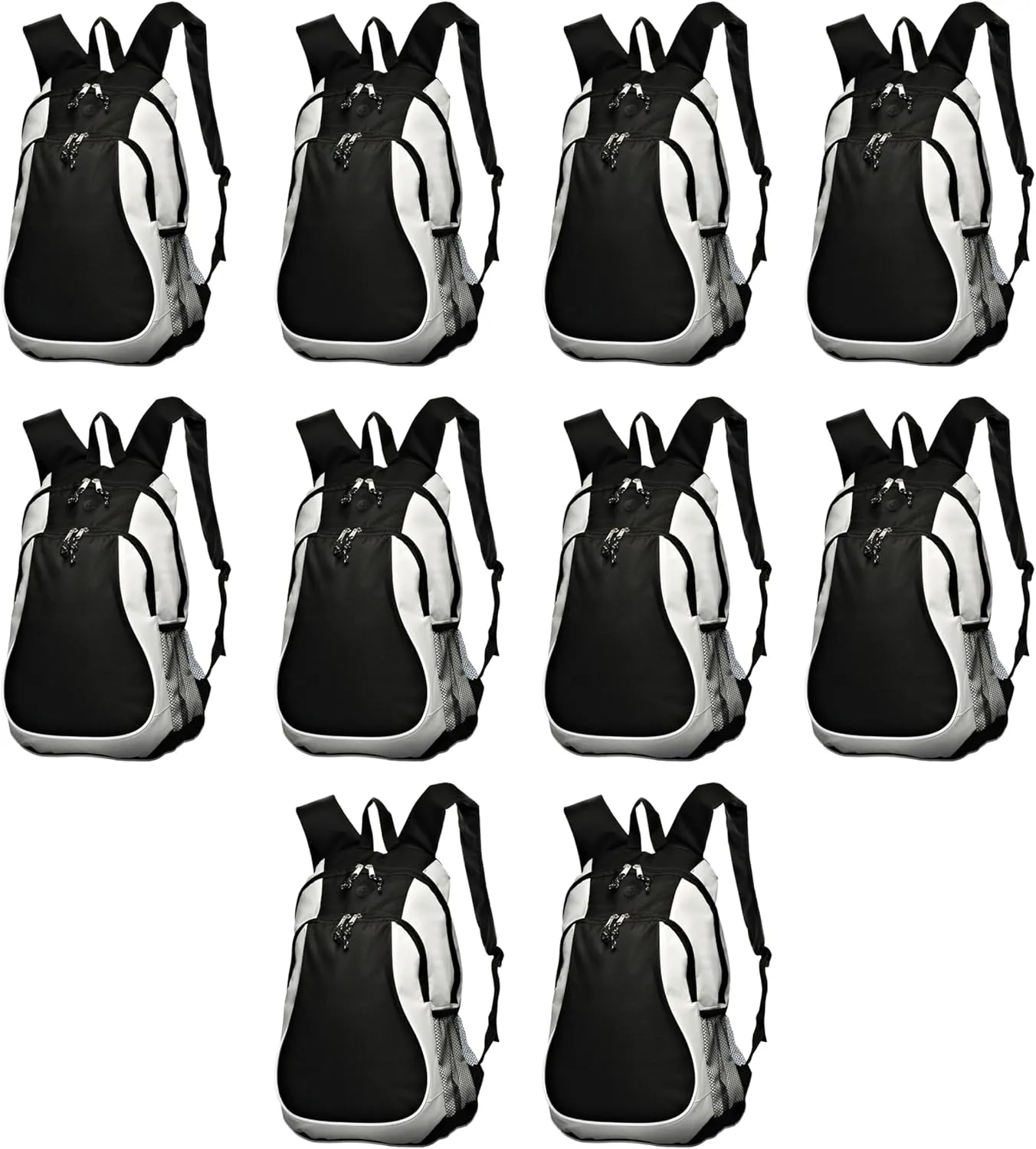 DISCOUNT PROMOS Large Sports Backpacks Set of 10, Bulk Pack - Bring Everywhere You Go, Perfect for Travellers and Great for Everyday Use - Grey