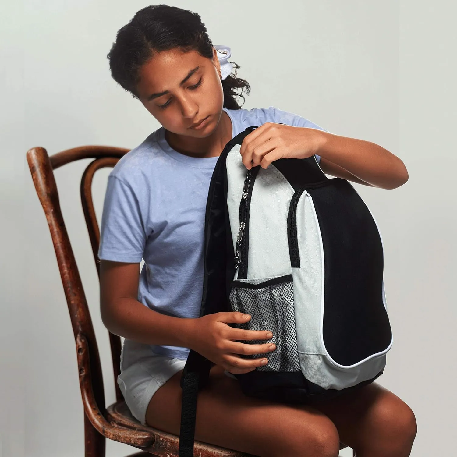 DISCOUNT PROMOS Large Sports Backpacks Set of 10, Bulk Pack - Bring Everywhere You Go, Perfect for Travellers and Great for Everyday Use - Grey