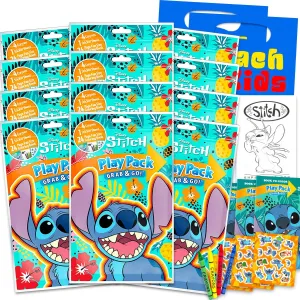 Disney Lilo and Stitch Birthday Party Favors and Supplies Bundle - 12 Stitch Activity Play Packs for Boys, Girls with Mini Coloring Books, Stickers Party Decorations for Kids
