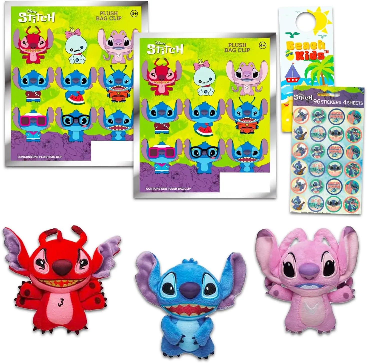 Disney Stitch Plush Blind Bags Set - Bundle with 2 Stitch and Angel Mini Plush Toys Plus Stickers for Kids, Boys, Girls | Disney Stitch Goodie Bags