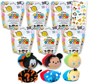 Disney Tsum Tsum Plush Blind Bags Set - Bundle with 6 Tsum Tsum Mini Plush Toys Plus Stickers for Kids, Boys, Girls | Disney Tsum Tsum Goodie Bags