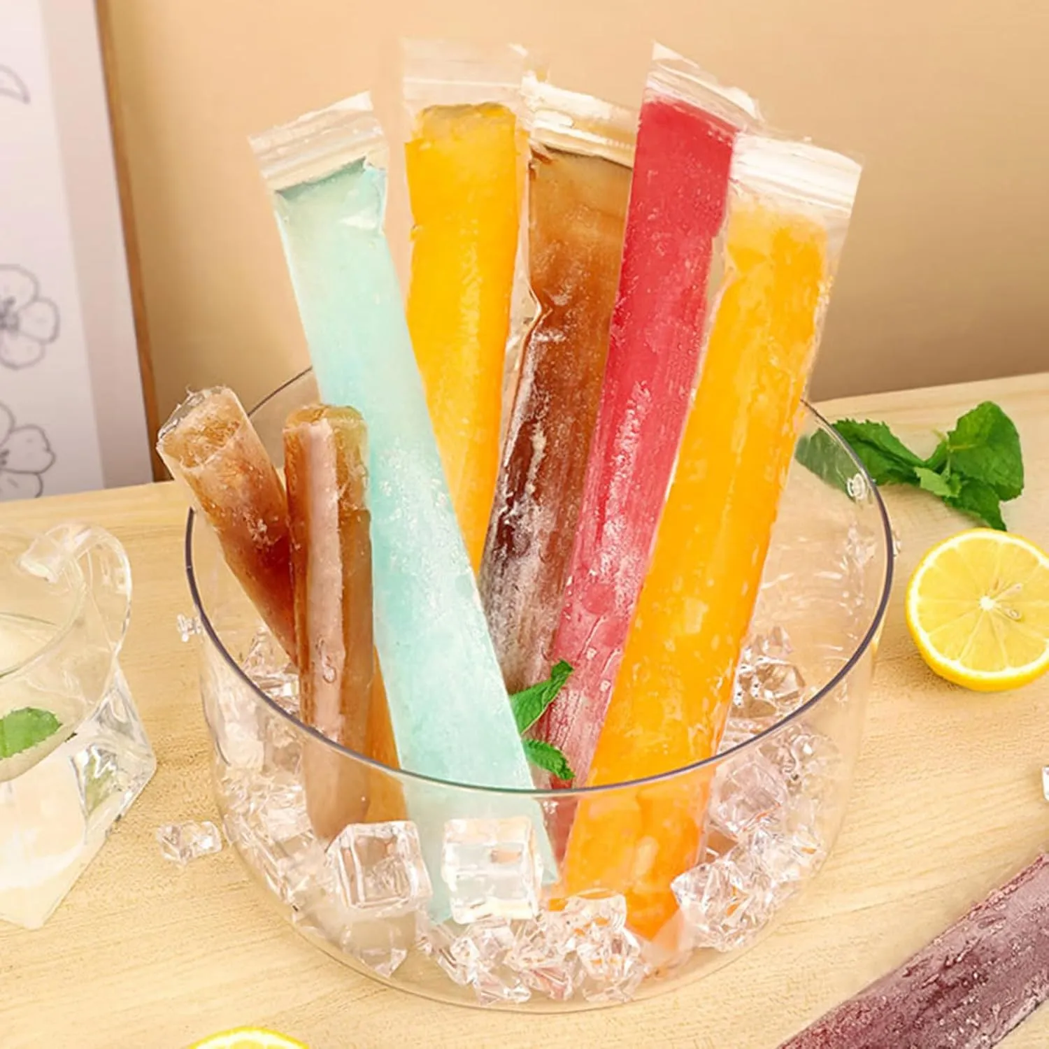 Disposable Popsicle Bags,disposable ice popsicle mold bags With A Funnel,For Juice & Fruit Smoothies, Ice Candy Pops (500)