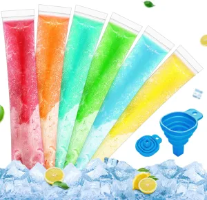 Disposable Popsicle Bags,disposable ice popsicle mold bags With A Funnel,For Juice & Fruit Smoothies, Ice Candy Pops (500)